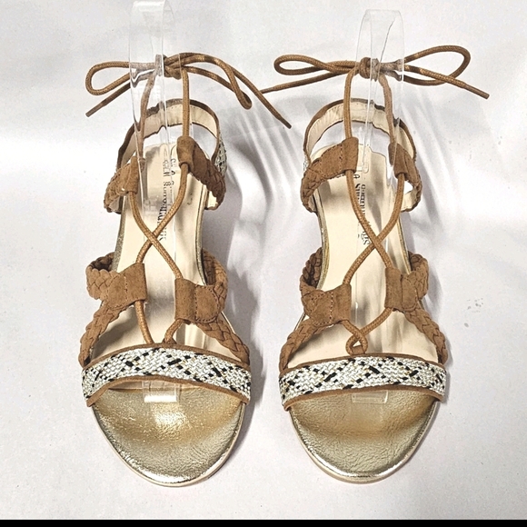 Soft Surroundings Brown 8M Low Wedge Strappy Summer Vacation  Strappy  Sandals - Picture 2 of 10